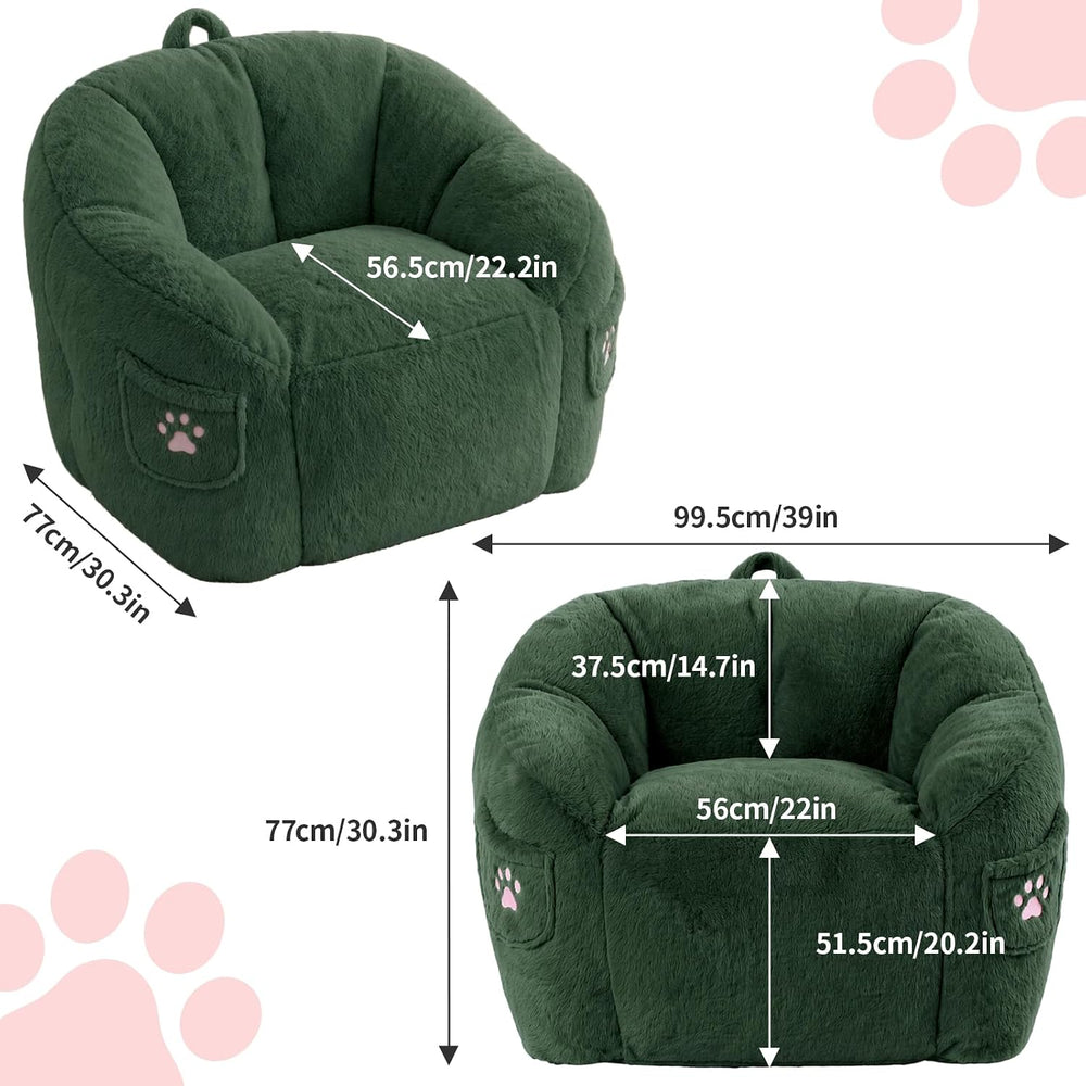 Vipbear Cat Paw Bean Bag Chair, Oversized Air-Cushion Sofa Chair Green | 39&q...