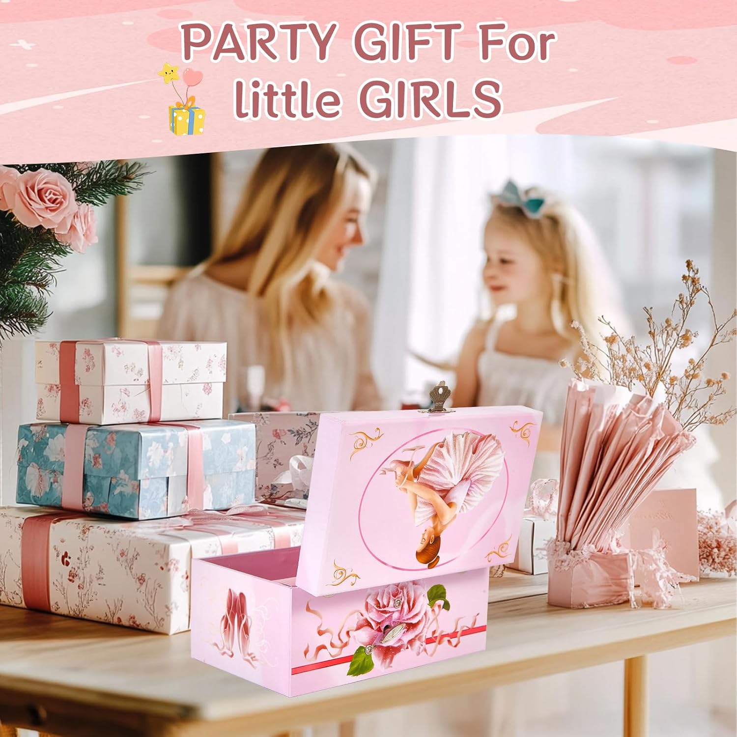 Classical Ballerina Musical Jewelry Box with Drawer and Dancing Ballerina,Girls Gifts for Kids Jewel Storage, Girls Music Box for Kids Ages 3-12 Gift