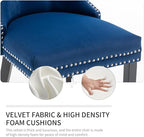 Velvet Dining Chairs Set of 4, Upholstered Dining Room Chairs with Nailhead Trim, Sillas de Comedor Modernas 4, Wooden Kitchen Chairs for Dining Room, Living Room, Kitchen, Bedroom, Blue