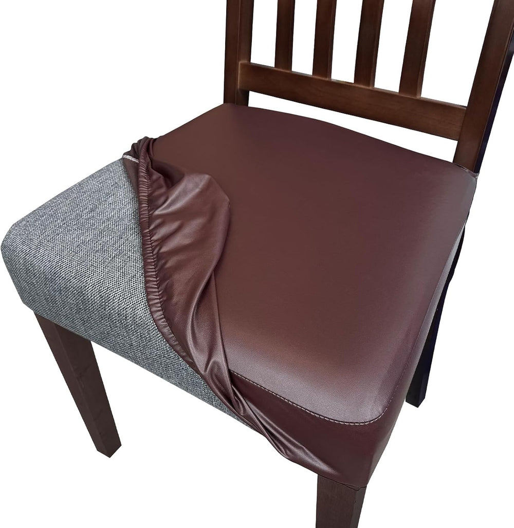 Waterproof Pu Leather Seat Covers Set of 4, Removable Chair Covers