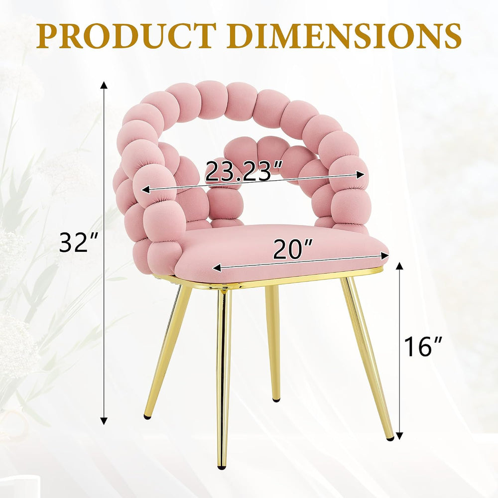 TesNus Velvet Dining Chairs Set of 4, Pink Upholstered Velvet Chairs with Gol...