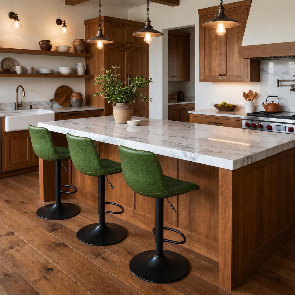 Adjustable Bar Stools Set of 3 for Kitchen Island, Green