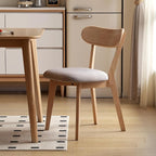 100% Solid Oak Dining Chairs, Mid Century Modern Dining Chair with Curved Backrest, Fabric Upholstered Dining Chairs for Kitchen, Study, Living Room (4, Original Wood-Gray Cushion)