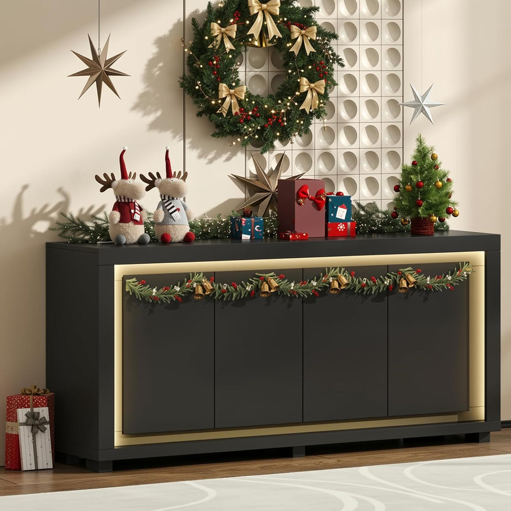 63"Sideboard Buffet Cabinet,Kitchen Buffet Storage Cabinet with Power Ou...
