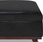 SIMPLIHOME Owen 36 inch Wide Mid Century Modern Square Coffee Table Storage Ottoman in Midnight Black Vegan Faux Leather, Assembled, For the Living Room, Entryway and Family Room