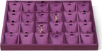 Velvet Necklace Display Tray, Stackable 24 Grid Insert Pendant Necklaces Storage Holder Plate, Jewelry Retail Countertop Organizer (Purple)