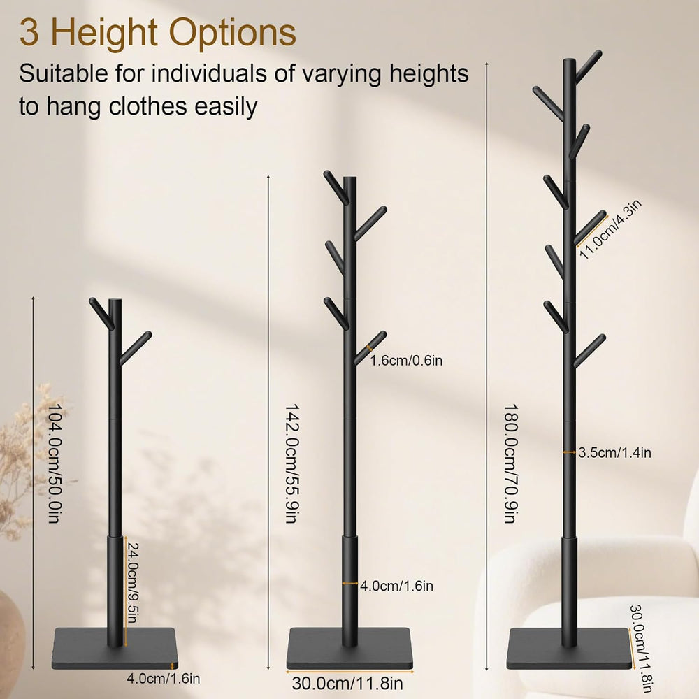 Coat Rack Freestanding with Stable Square Base for Cloathes, Hat, Used in Bed...
