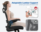 TRALT Ergonomic Office Chair - Desk Chair with Adjustable Headrest Lumbar Support Computer Chair - Mesh Comfy Chair with Flip-up Armrests - Gaming Chairs for Adults Home Office (Leather, Black)
