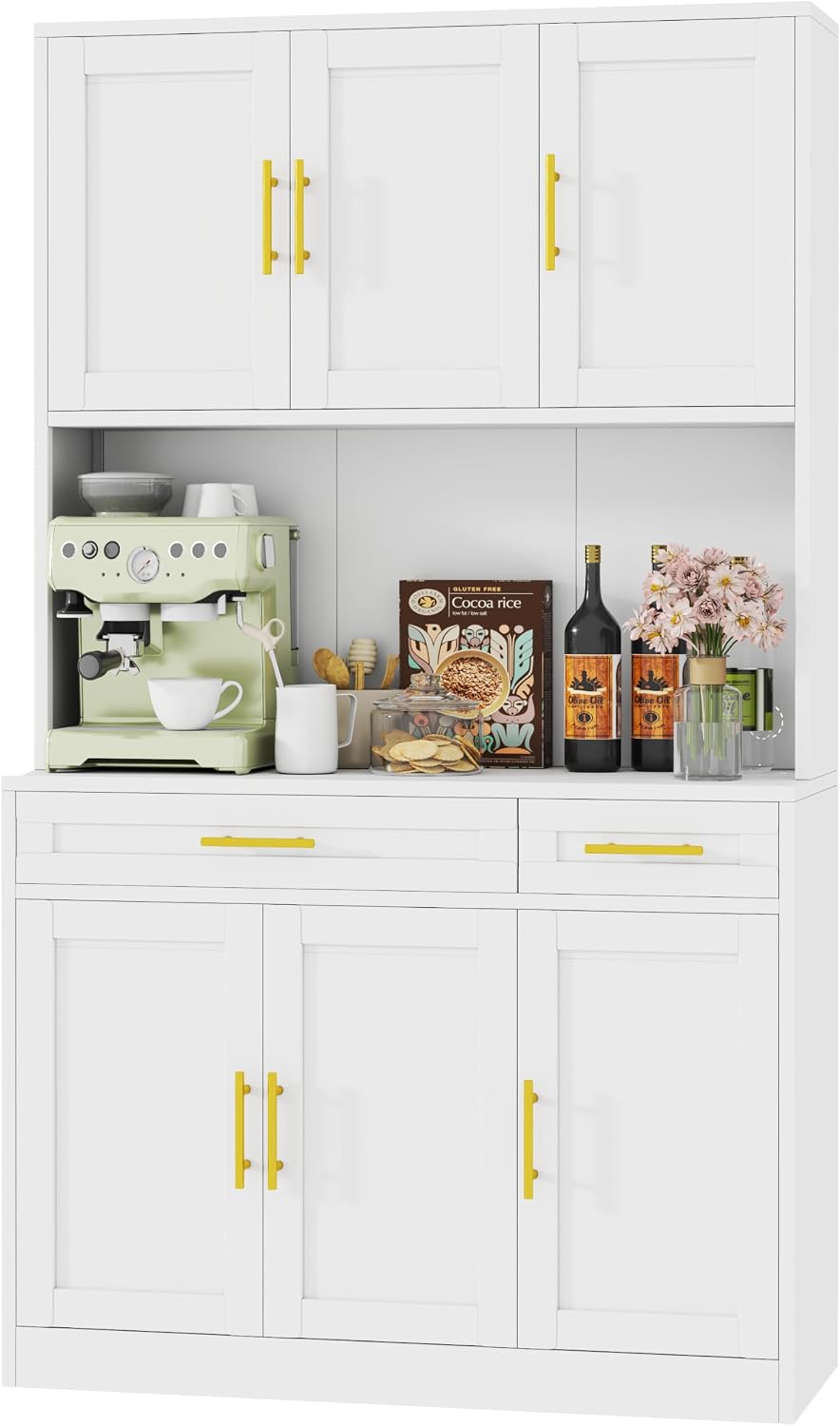 71" Metal Large Pantry Storage Cabinet with Adjustable Shelves,Kitchen P...