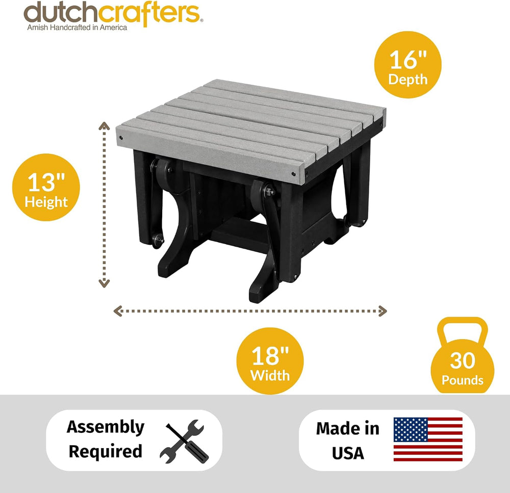 DutchCrafters Ottoman – Amish Made, HDPE Outdoor, Weather Resistant Patio Foo...
