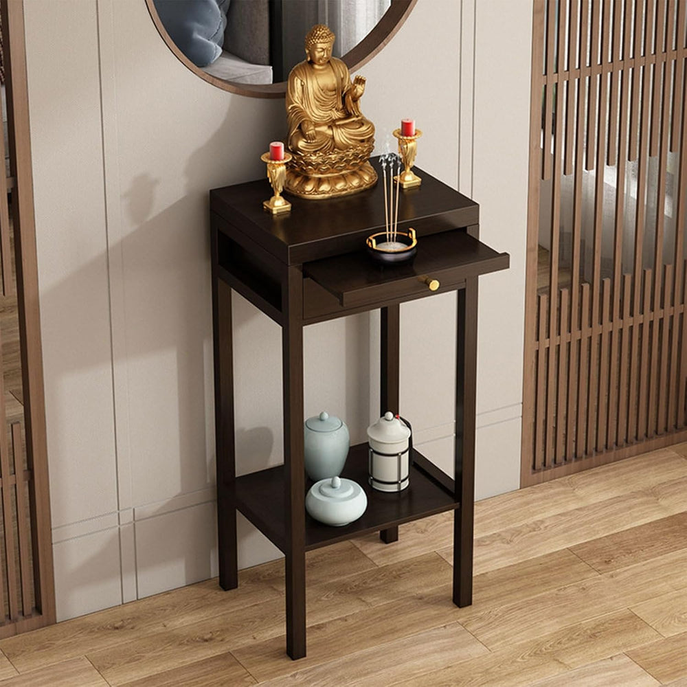 Wooden Meditation Altar Table, Design for Home Use, Tiered Display Shelves, C...