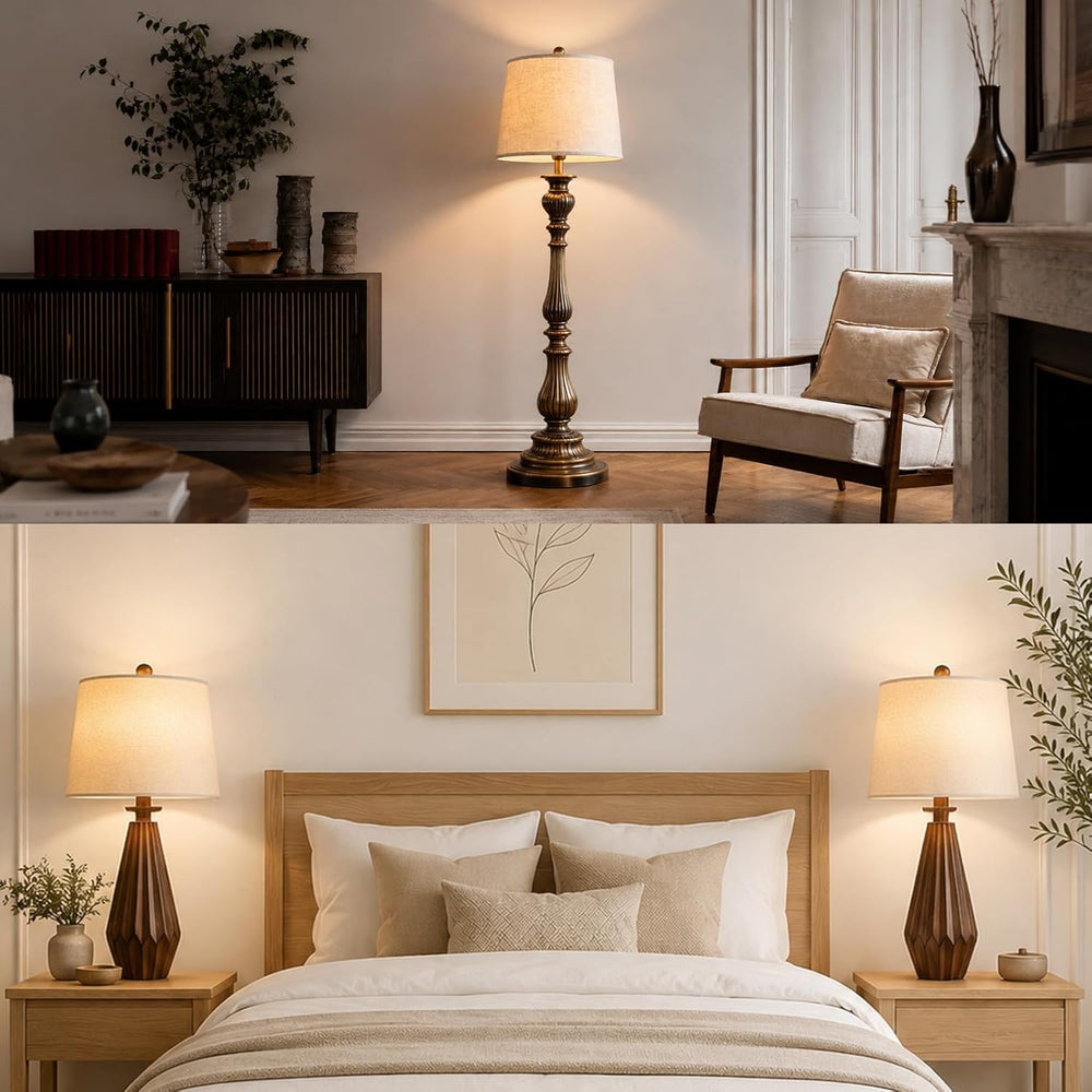 Drum Lampshades Set of 2, 11" Top x 13" Bottom x 10" High, Bei...