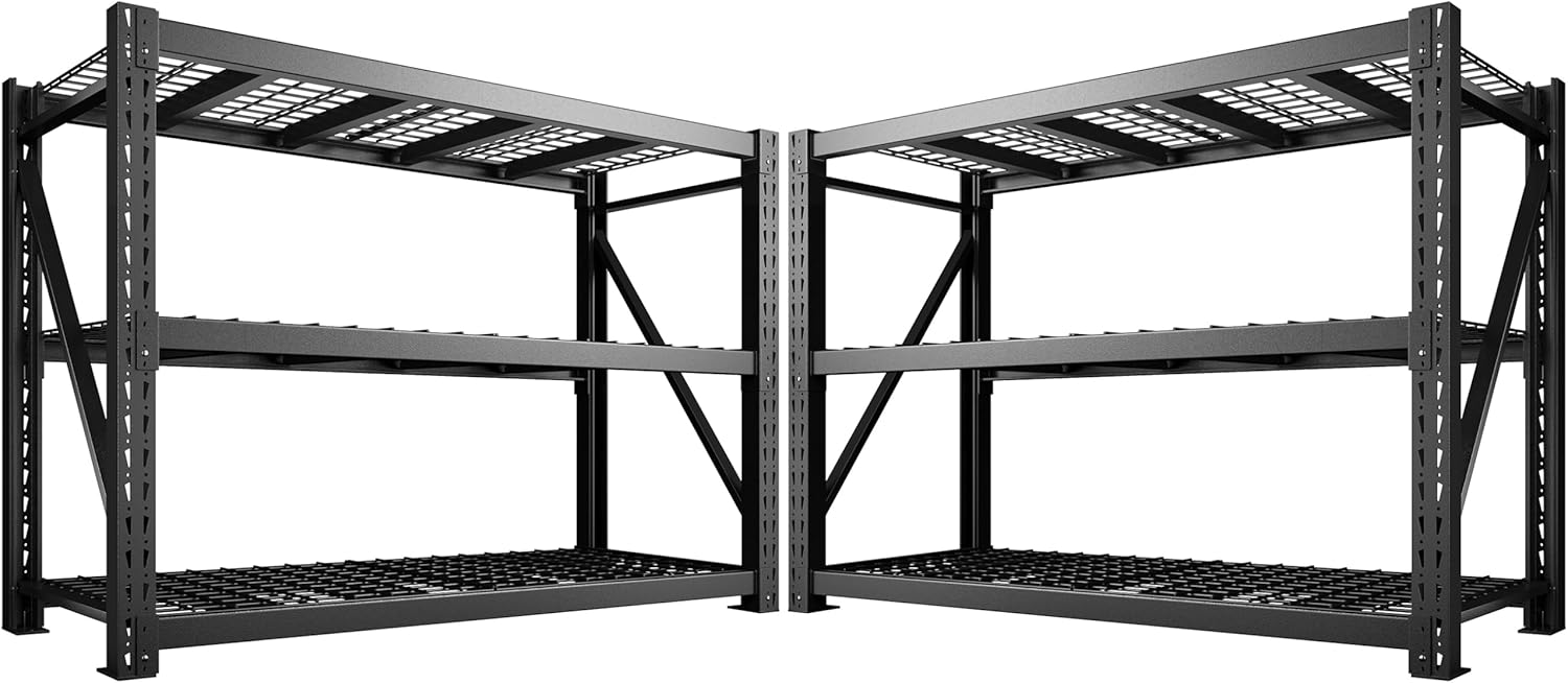 Bepatio 8250LBS Garage Shelving Heavy Duty Storage Shelves Industrial Metal Shelving Adjustable 3-Tier Shelves for Garage, Warehouse Basement Storage Room 24" D × 60" W × 66" H