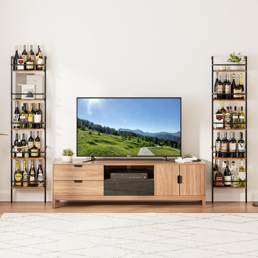 5-Tier Wine Rack Wall Mounted, Wine Racks Freestanding Floor with Fences, 50 ...