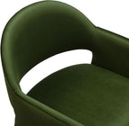 Modway Talia Performance Velvet Dining Armchair in Moss Green - Modern Curved Dining Chair with Open-Back - Stain-Resistant Velvet Barrel Chair - Living Room Accent Chair with Arms