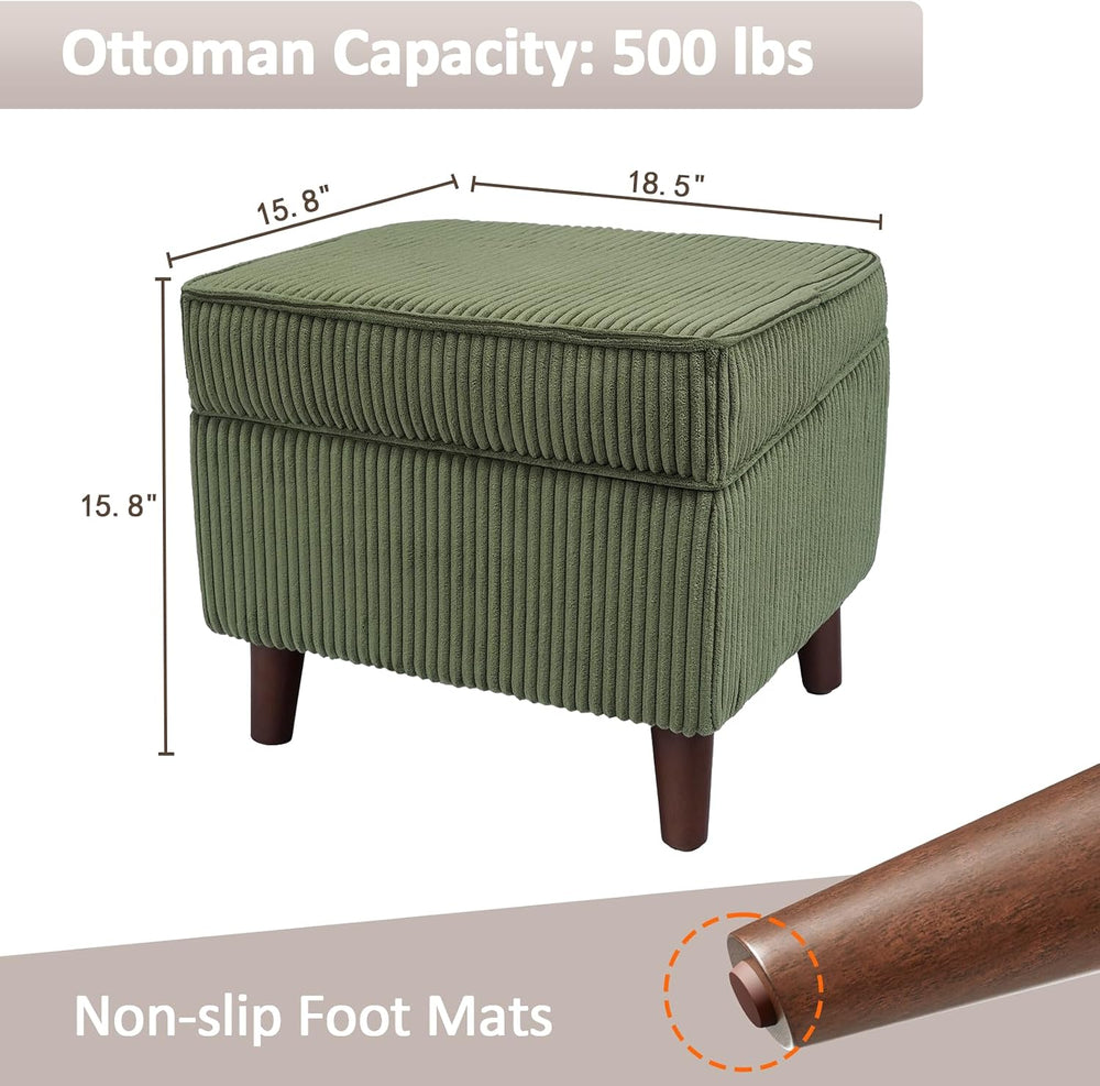 FAGAGA Storage Ottoman with Adjustable Lid, Corduroy Foot Rest | Soft Step St...