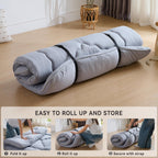 Japanese Floor Mattress, 3.5" Thicken Futon Mattress Tatami Mat, High Density Foam Support for Adult Kids Sleep, Portable Futon Sofa Bed for Camping, Pet Mat, Twin 80"x 39"（Silver Gray）