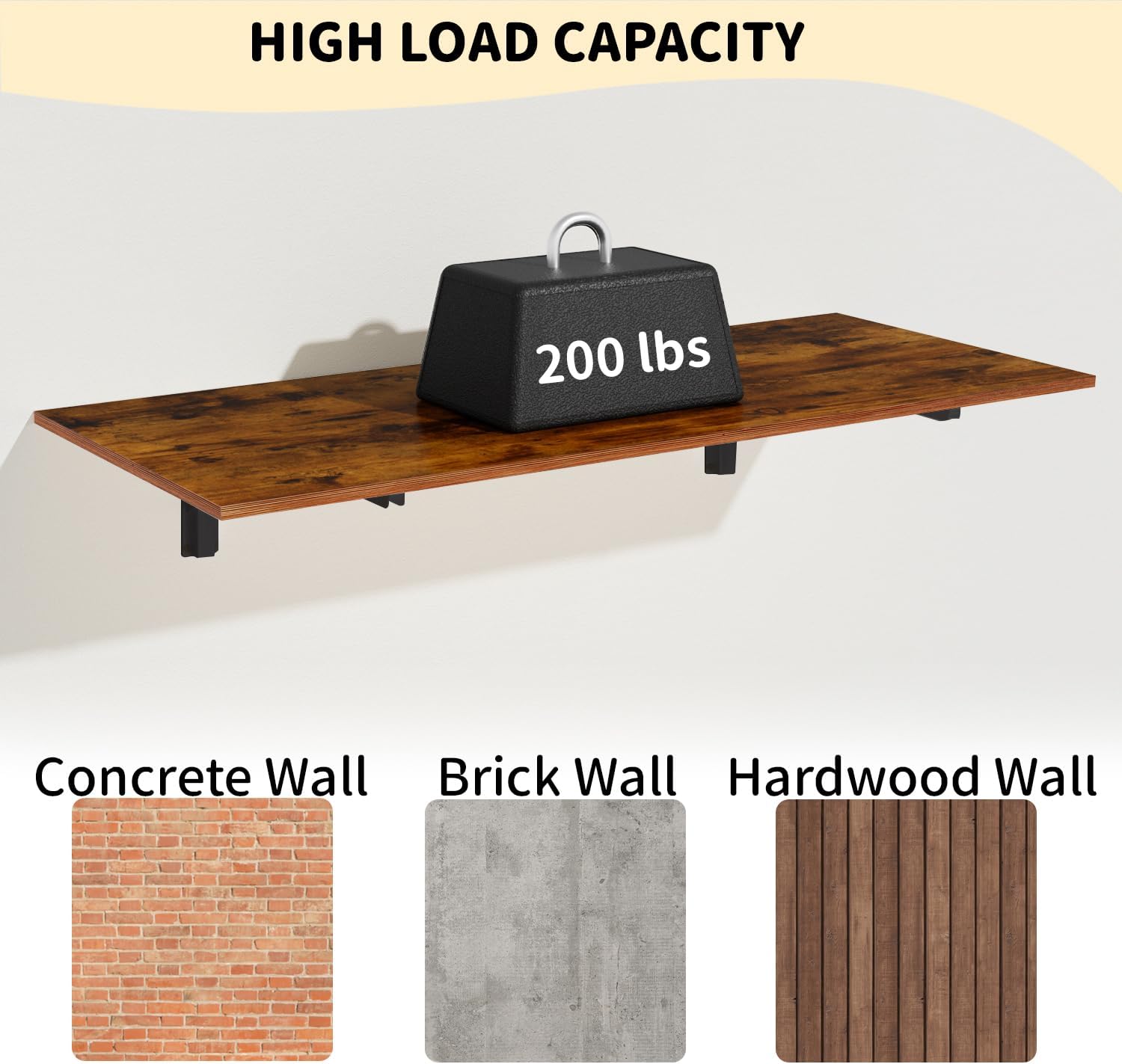 GOYLSER Wall Mounted Folding Table for Office, Rustic Brown Fold Down Desk Laundry Folding Table Wall Mounted for Laundry Room/Home Kitchen, Length 47" Width 20.5"