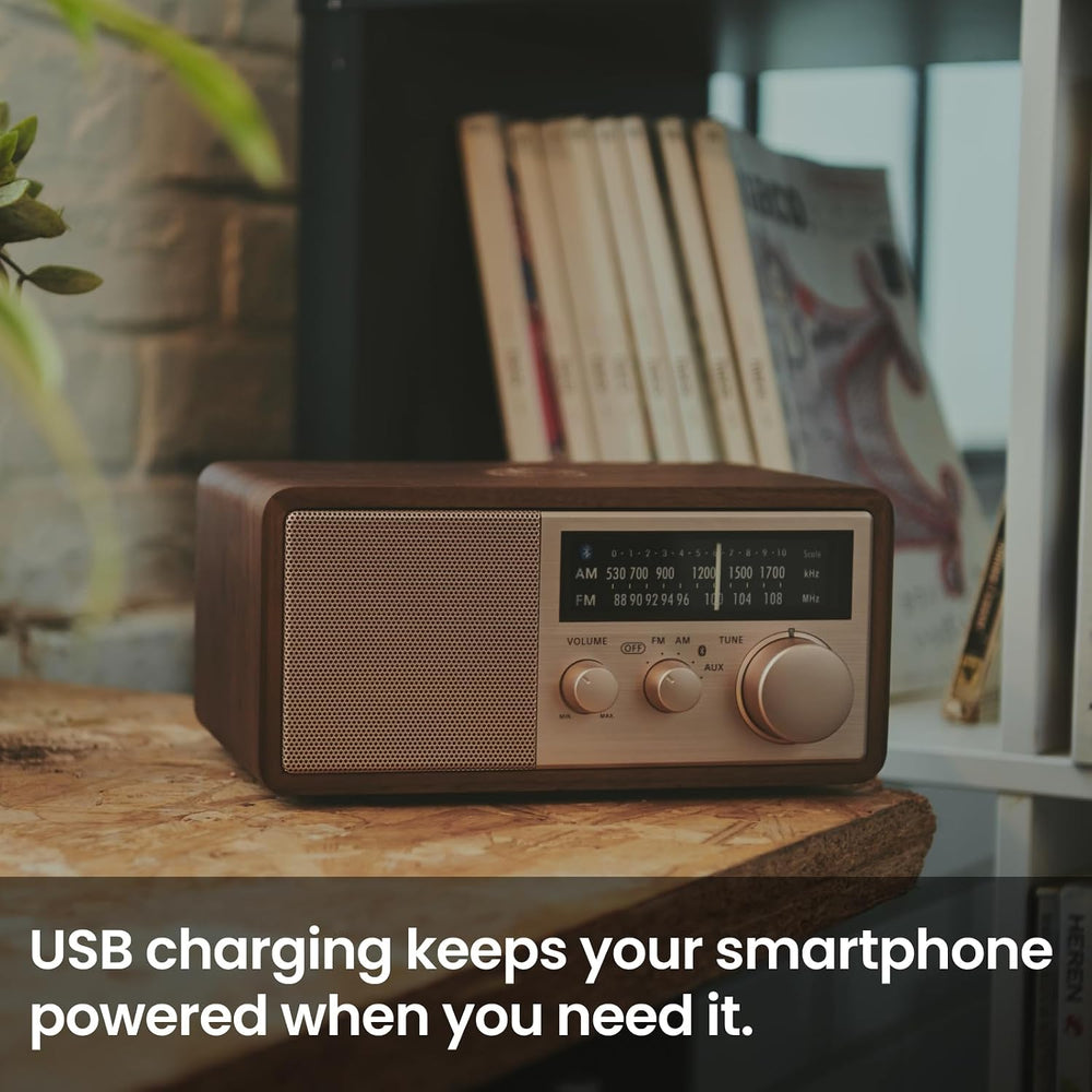 Sangean WR-16SE 45th Anniversary AM/FM/Bluetooth Radio, Dark Walnut Wood