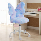 HOMREST Chair with Wheels,Cute Fluffy Desk Chair for Girls with Butterfly Back,Adjustable Seat Height, Faux Fur Swivel Vanity Chairs for Children Bedroom & Reading Room, Study/Vanity,Colorful Blue