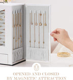 Homde Jewelry Organizer with Transparent Window Necklace Hooks Gift for Women Jewelry Box Display Case for Necklaces Rings Earrings Bracelets and Other Jewelry Accessories (White)