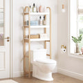 Spirich Over The Toilet Storage Shelf, 3-Tier Over Toilet Bathroom Organizer, Space-Saving Above Toilet Storage Shelf Rack with Bamboo Frame