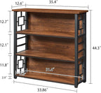 HOMISSUE Book Shelf, 4 Tier Deep Bookshelf with Storage, Engineered Wood and Metal Shelf Bookcase, Low Short Bookcases for Small Space, Living Room, Bedroom, Office, Rustic Brown