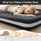 Japanese Floor Mattress, Full Size Futon Mattress, 4" Thicken Tatami Mat Sleeping Pad Foldable Roll Up Mattress for,Camping Couch (Black, 54" x 80")