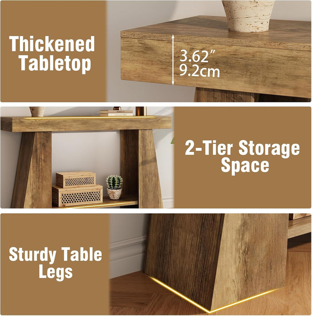 47.24" Farmhouse Entryway Console Table, Narrow Sofa Table Behind Couch,...