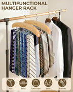 Ohuhu 24-Hook Wooden Tie Rack Organizer for Closet – Space Saving Hanger with 360° Rotating Anti-Slip Clips, Holds 24 Ties Securely Without Wrinkles – Premium Hardwood & Rustproof Steel