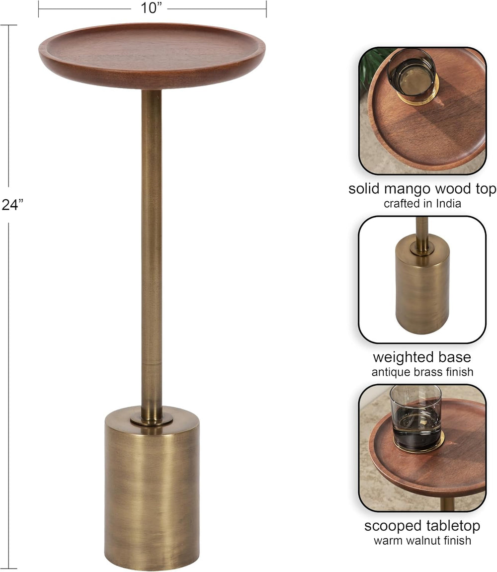 Kate and Laurel Xyler Modern Metal and Wood Round Drink Table | 10 x 10 x 24,...