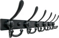 Dseap Coat Rack Wall Mount 2.0 Pro: 24” Long, 3X Tougher, Heavy Duty Stainless Steel Wall Coat Hanger with 6 Tri Hooks for Clothes Jackets Hats Entryway Closet, Black