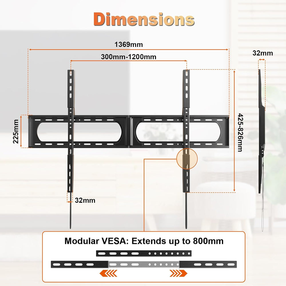 PUTORSEN 37-140'' Low Profile TV Wall Mount, Weight up to 275 lbs | H...