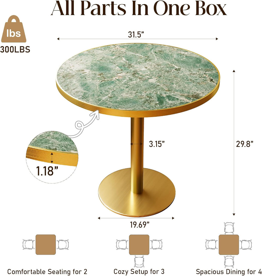 31.5" Tulip Table, Small Modern Round Dining Table for 2-4, Sintered Sto...