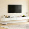 SHGJ&SOFT Floating TV Stand Wall Mounted Media Console with Door Entertainment Centerwith Storage Cabinets, Wall Mounted TV Shelf for Bedroom,Living Room (White, 78.7IN)