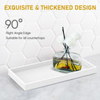 Bathroom Counter Tray,EG-SIPRO High-Grade Thickened Silicone Bathroom Vanity Tray,Shatterproof Durable Rectangle Bathroom Soap Dispenser Tray for Bathroom Countertop,White,Small+Large (EGTRAY)