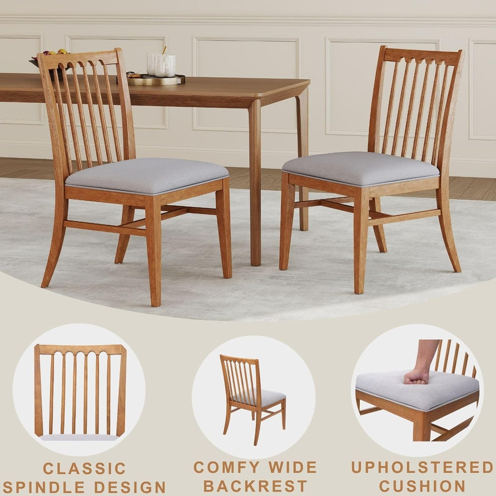 Wood Dining Chairs Set of 2, Upholstered Farmhouse Dining Room Chair, Chenill...