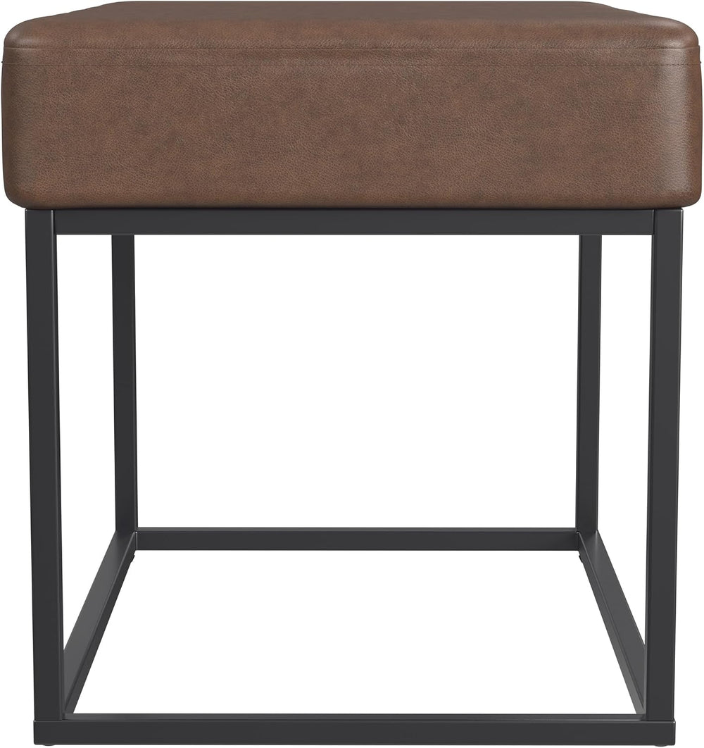 HomePop 22" Theodore Channel Tufted Ottoman - Brown Faux Leather