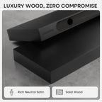 Homeforia Black Floating Shelves 30 inches Long, High End Solid Real Wood 30 inch Floating Shelf for Wall Mounted, Black Wooden 30in Floating Shelves, Heavy Duty Bracket, 30 X 6.5 X 1.75 in, Set of 2