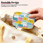 Colorful Cartoon Cute Cats Pill Organizer Travel Medicine Case with Zipper Daily Vitamin Storage Bag Portable 8 Slot Weekly Pill Box Supplement Holder for Home Office Gym Travel