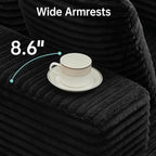 Boneless Chaise Lounge Chair, 54" Oversized Cloud Couch Sofa with Deep Seat, Plush Corduroy Reading Chair for Living Room, Bedroom, Reading Nook, Apartment, Gaming Room & Movie Nights, Black