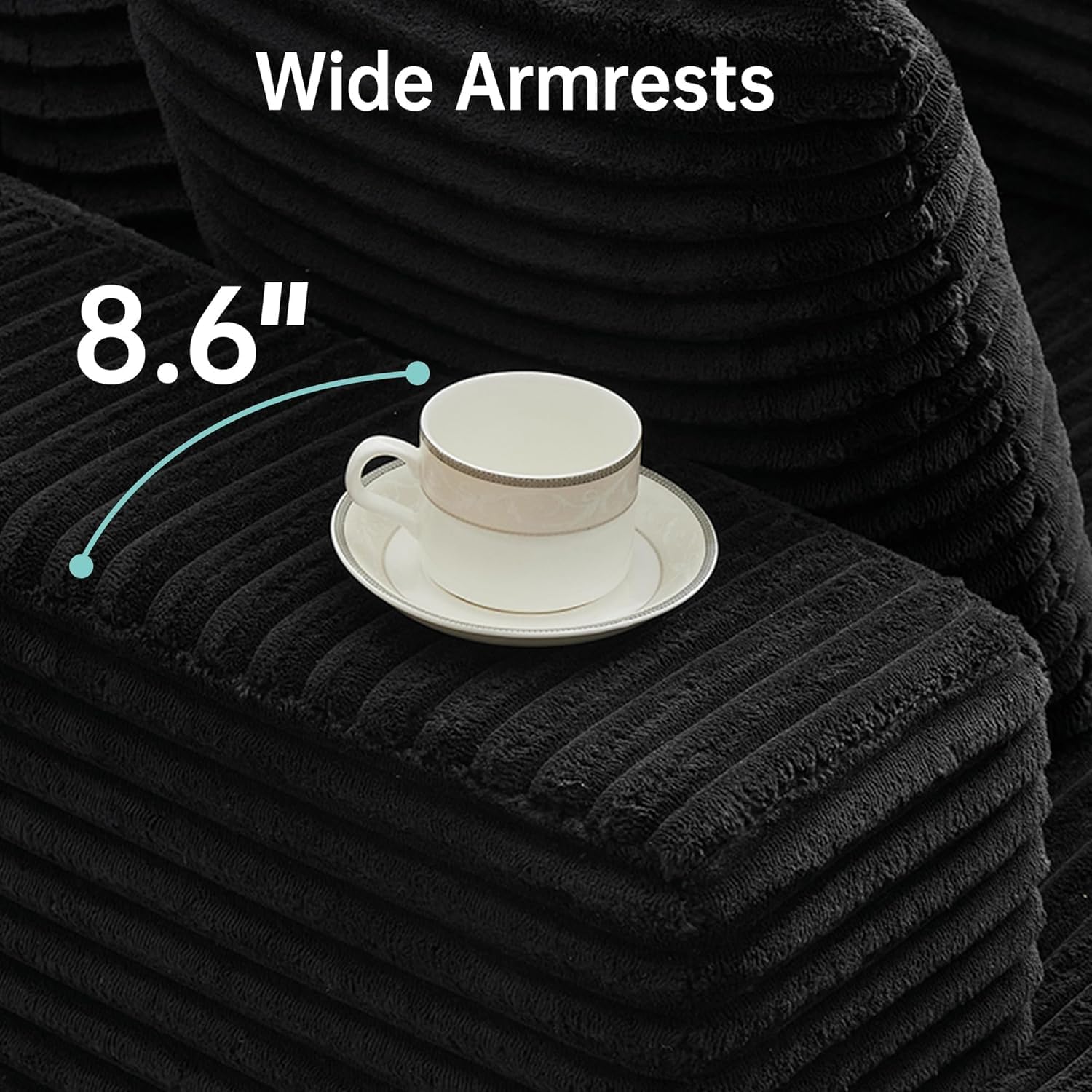 Boneless Chaise Lounge Chair, 54" Oversized Cloud Couch Sofa with Deep Seat, Plush Corduroy Reading Chair for Living Room, Bedroom, Reading Nook, Apartment, Gaming Room & Movie Nights, Black