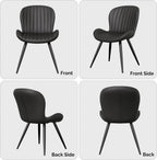 Nalupatio Dining Chairs Set of 4, Modern Dining Room Chairs Comfy Backrest Thick Upholstered Kitchen Chairs 19IN Height with Metal Legs Black