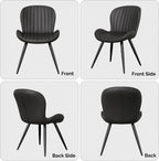 Nalupatio Dining Chairs Set of 4, Modern Dining Room Chairs Comfy Backrest Thick Upholstered Kitchen Chairs 19IN Height with Metal Legs Black