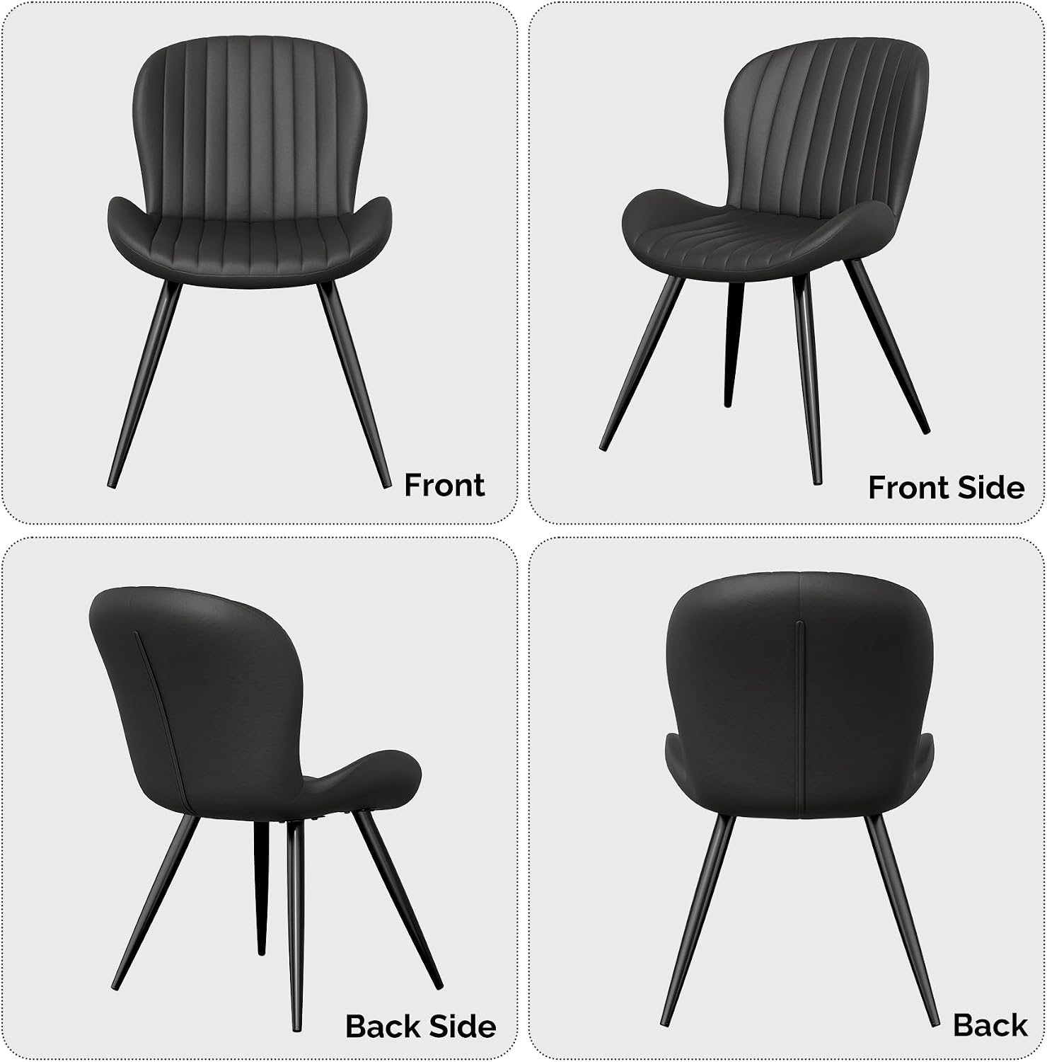 Nalupatio Dining Chairs Set of 4, Modern Dining Room Chairs Comfy Backrest Thick Upholstered Kitchen Chairs 19IN Height with Metal Legs Black