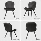 Nalupatio Dining Chairs Set of 4, Modern Dining Room Chairs Comfy Backrest Thick Upholstered Kitchen Chairs 19IN Height with Metal Legs Black