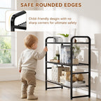 3 Tier Simple Shelf Organizer for Indoor Outdoor, Waterproof Heavy Duty Steel Shelving Unit Plant Stand for Living Room Bathroom Balcony Garden, Easy Assemble, Pitch Black