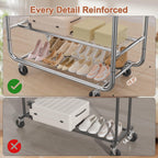 EAGMAK Heavy Duty Clothing Racks for Hanging Clothes 720 Lbs, Rolling Clothes Rack Double Rod Garment Rack with Lockable Wheels, Metal Closet Organizer for Bedroom, Laundry, Retail, Silver