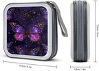 Butterfly Purple CD DVD Case Holder, 40 Disc Storage Wallet with Exclusive Printed Design, Zipper Closure And Handle for Music Movies Games Travel Car