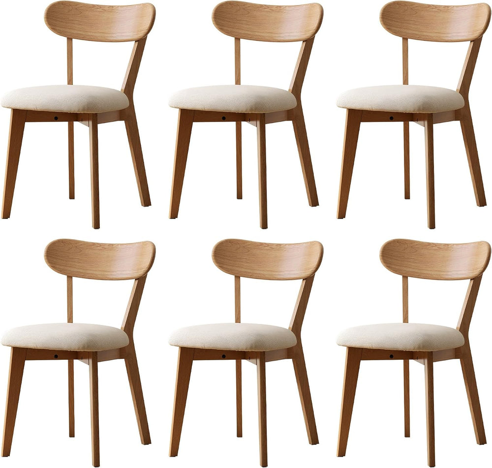 100% Solid Wood Upholstered Dining Chairs, Mid Century Modern Oak Dining Chai...